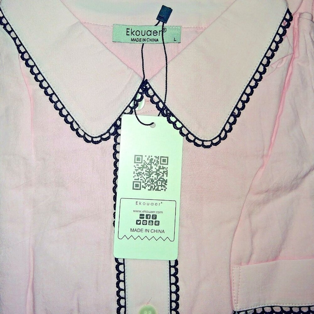 Ekouaer Women's Nightgown Sleep Shirt Pink Black Size Large Loungewear Sleepwear - Picture 4 of 7